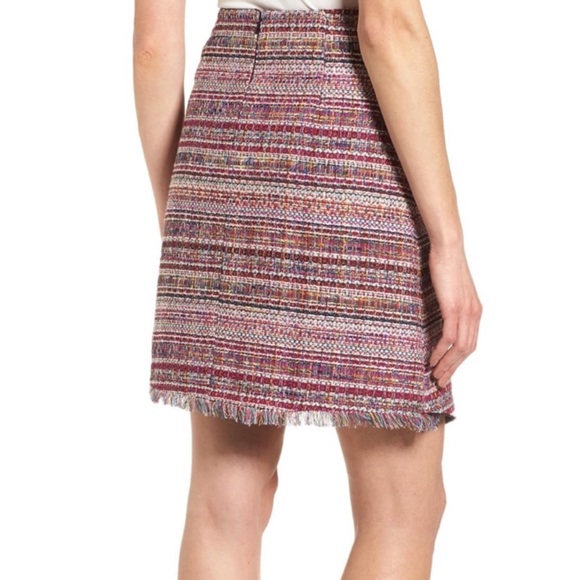 Halogen Asymmetrical Grommet Tie Tweed Skirt - Picture 4 of 8
